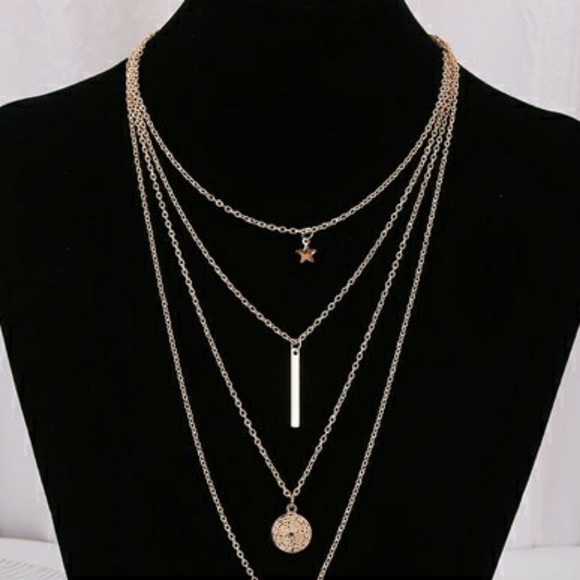 1 Fashion Layered Star Round Pendant Necklace For Women - Picture 3 of 7